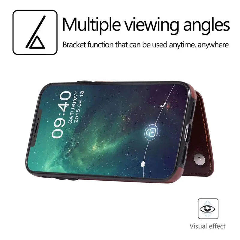 iPhone 11 Pro Max Xs Max Xr 8 Plus Leather Wallet Phone Case with Credit Card Holder