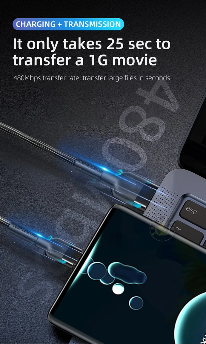 Durable Nylon Braided Micro USB & Type-C Data Charging Cable for Android Phones Black, 1m/2m/3m