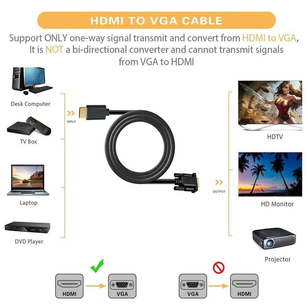 DisplayPort to VGA Adapter Cable, DP Male to VGA Female Converter, 1080P Display Port Connector for Projector, MacBook, HDTV, Projector
