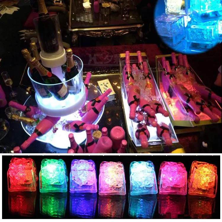 LED Gadget Aoto colors Mini Romantic Luminous Artificial Ice Cube Flash Light Wedding Christmas Party Decoration